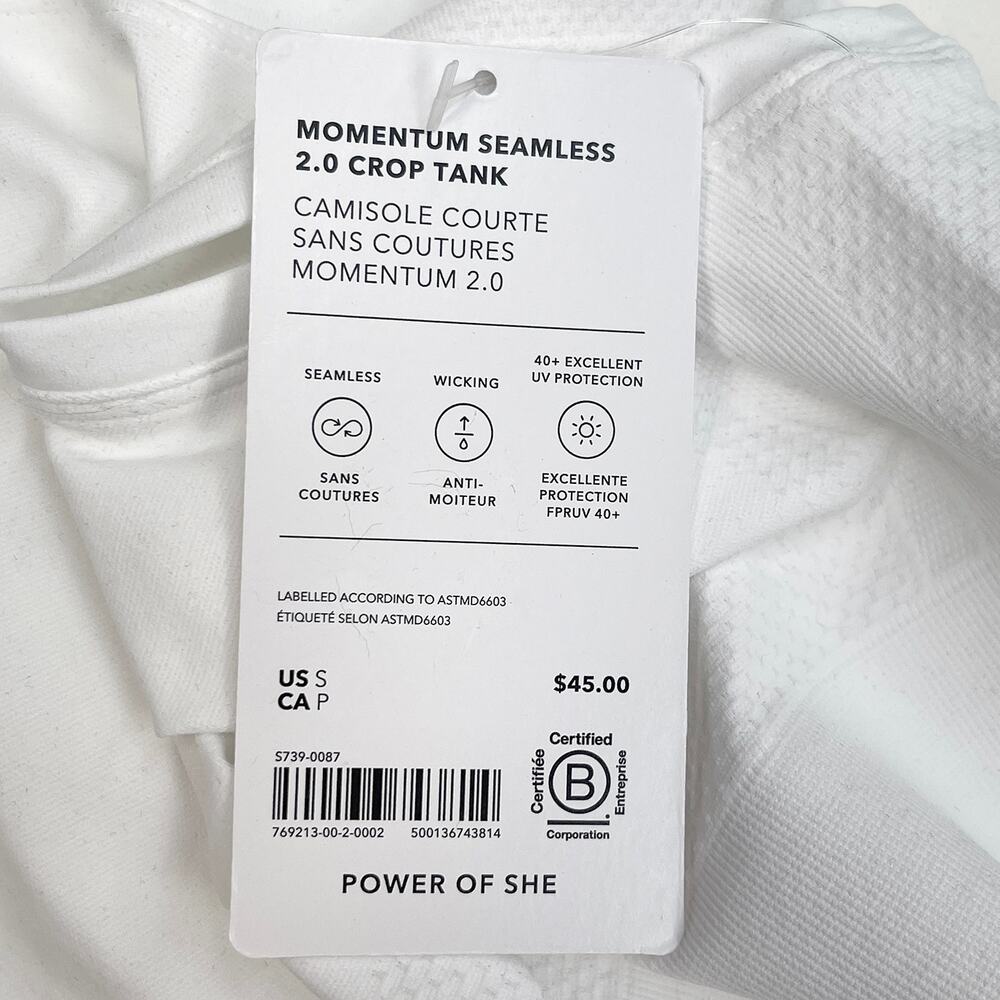 Athleta Momentum Flex Ultra Crop Tank Sz S New $45 White Lightweight Fitted Top - Picture 7 of 10